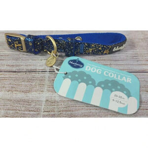 Blueberry Pet Dog Collar Size Small 9-12in Royal Blue Gold Splatter Paint New